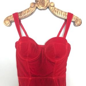 Valentines Day! Sexy ASOS Bodysuit Aliyah Red Velvet Underwire Bustier 36C